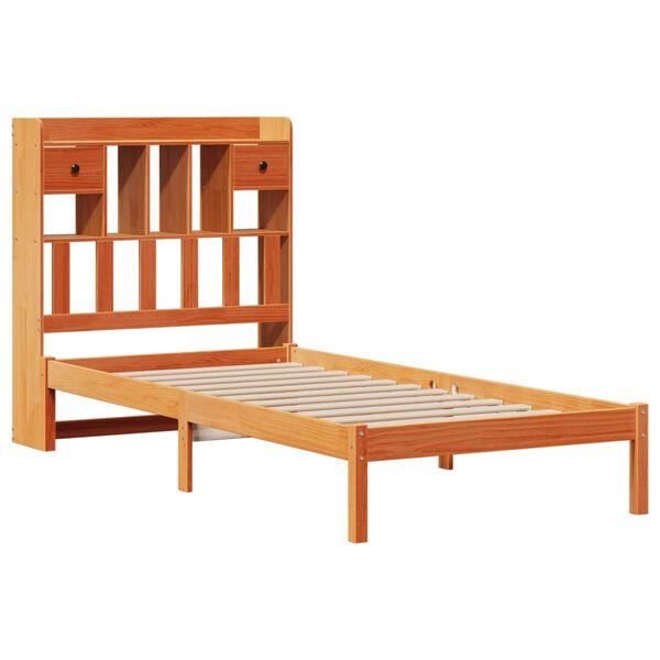 vidaXL Lit biblioth&egrave;que sans matelas cire marron 100x200 cm pin massif