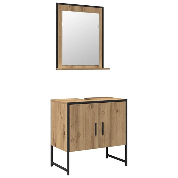 vidaXL Ensemble de mobilier de salle de bain avec porte 2 pcs Marron