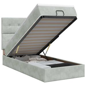 vidaXL Lit ottoman avec matelas Gris clair 80 x 200 cm Velours