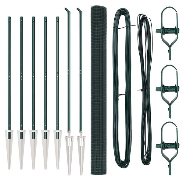 vidaXL Poteau de cl&ocirc;ture. Vert 10 x 1,6 m (maillage de 16 x 16 mm)