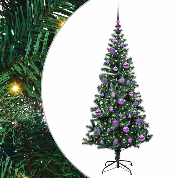 vidaXL Sapin de Noël artificiel pré-éclairé Vert 150 cm PVC et métal