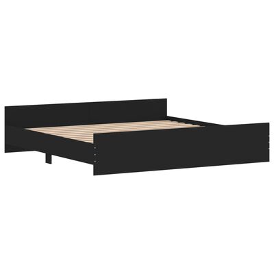 vidaXL Cadre de lit avec tête de lit et pied de lit noir 180x200 cm