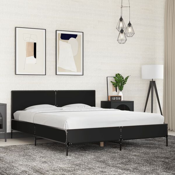 vidaXL Cadre de lit sans matelas noir 150x200 cm