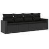 vidaXL Salon de jardin 4 pcs avec coussins noir r&eacute;sine tress&eacute;e