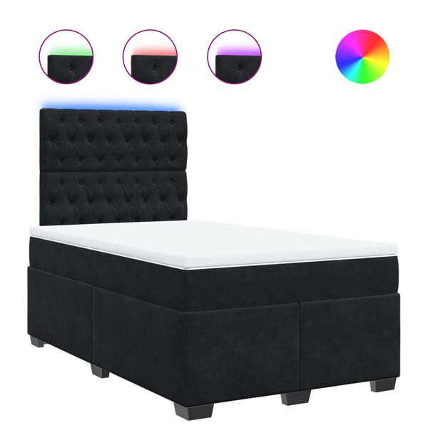 vidaXL Sommier &agrave; lattes de lit avec matelas Noir 120x200 cm Velours