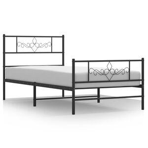 vidaXL Cadre de lit m&eacute;tal sans matelas avec pied de lit noir 75x190 cm