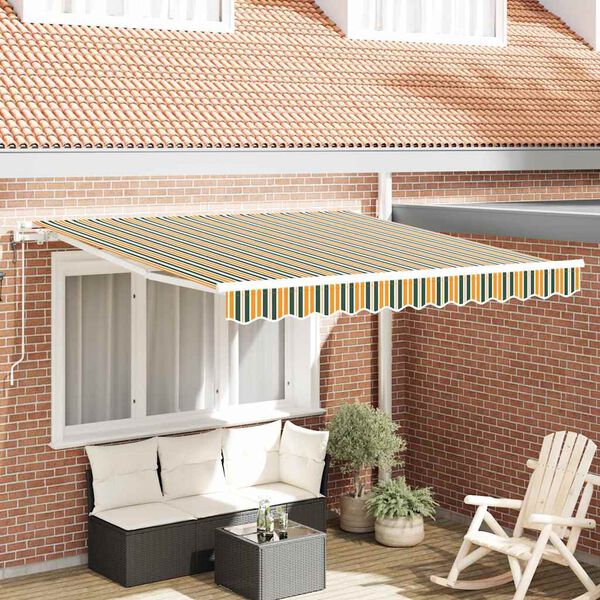 vidaXL Auvent R&eacute;tractable Vert et jaune 350 x 250 cm tissu