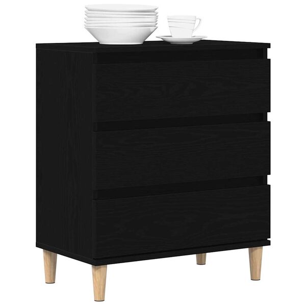 vidaXL Buffet avec tiroir Ch&ecirc;ne noir 60 x 35 x 70 cm Bois d'ing&eacute;nierie