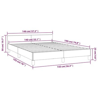 vidaXL Cadre de lit avec tête de lit Gris clair 140x190 cm Tissu