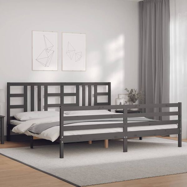 vidaXL Cadre de lit sans matelas gris 200x200 cm bois massif