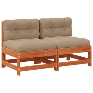 vidaXL Sofa de jardin milieu Bois de pin massif Brun cire
