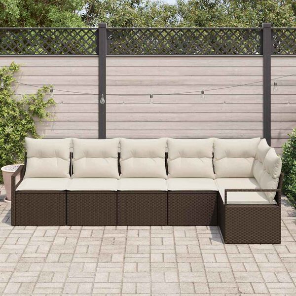 vidaXL Ensemble de canap&eacute; de jardin 6 pcs Marron et blanc polyrotin