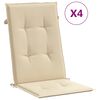 vidaXL Coussins de chaise de jardin dossier haut lot de 4 beige tissu