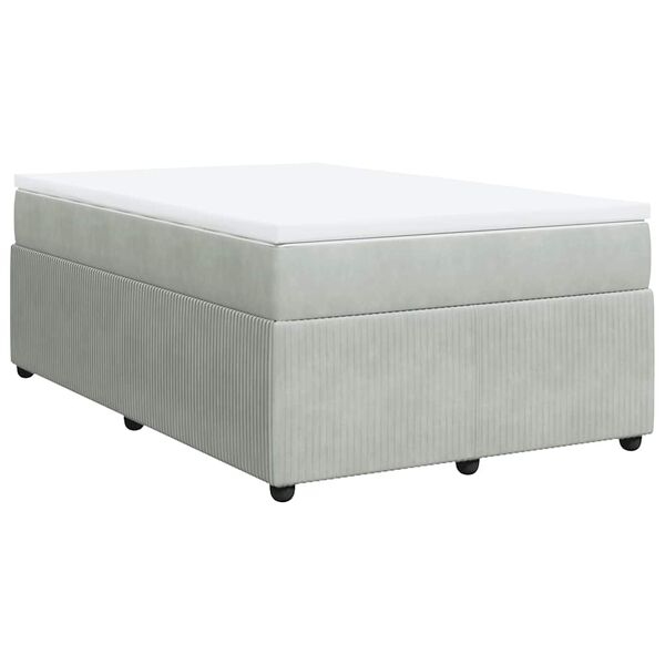 vidaXL Sommier &agrave; lattes de lit et matelas gris clair 120x190cm velours