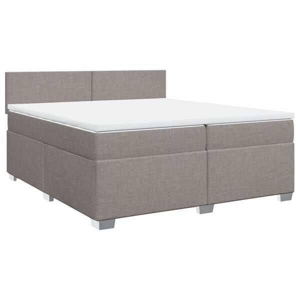 vidaXL Sommier &agrave; lattes de lit avec matelas Taupe 200x200 cm Tissu