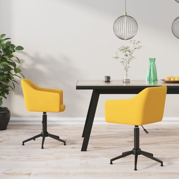 vidaXL Chaises pivotantes &agrave; manger lot de 2 Jaune Velours