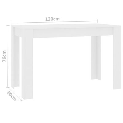 vidaXL Table à manger Blanc 120x60x76 cm Bois d'ingénierie