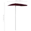 vidaXL Demi-parasol de jardin avec m&acirc;t 180x90 cm rouge bordeaux