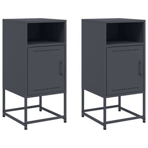 vidaXL Tables de chevet 2 pcs anthracite 36x39x78 cm acier