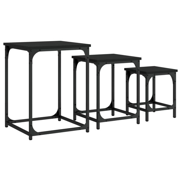 vidaXL Tables basses gigognes 3 pcs noir bois d'ing&eacute;nierie
