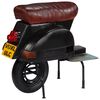 vidaXL Chaise de bar scooter Noir Cuir v&eacute;ritable et bois recycl&eacute;