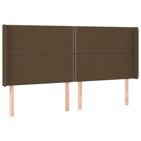 vidaXL T&ecirc;te de lit &agrave; LED Marron fonc&eacute; 203x16x118/128 cm Tissu