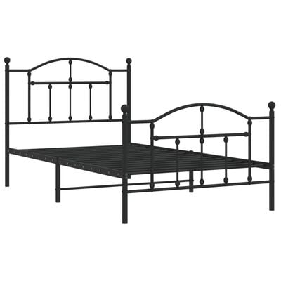 vidaXL Cadre de lit métal sans matelas avec pied de lit noir 100x190cm