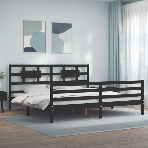 vidaXL Cadre de lit sans matelas noir 200x200 cm bois massif