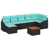 vidaXL Ensemble de canap&eacute; de jardin 8 pc Noir polyrotin
