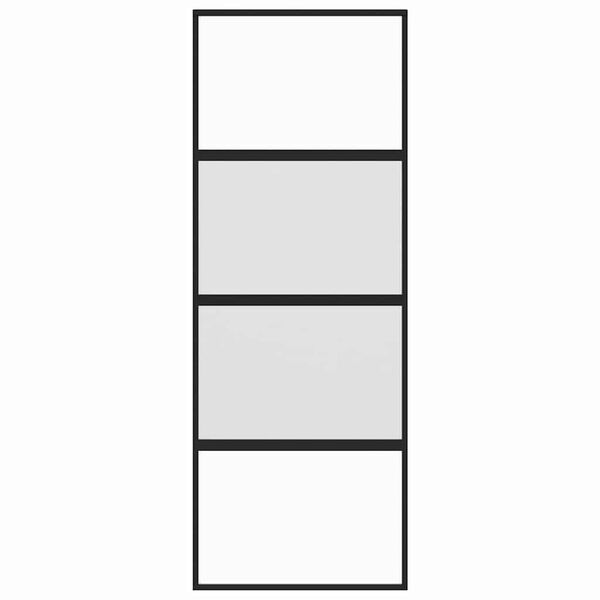 vidaXL Porte coulissante noir 76x205 cm verre tremp&eacute; aluminium