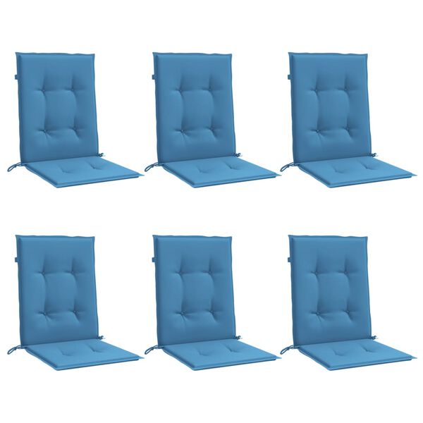 vidaXL Coussins de chaise &agrave; dossier bas lot de 6 bleu m&eacute;lang&eacute; tissu
