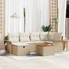 vidaXL Ensemble de canap&eacute; de jardin 7 pcs Beige Poly rotin