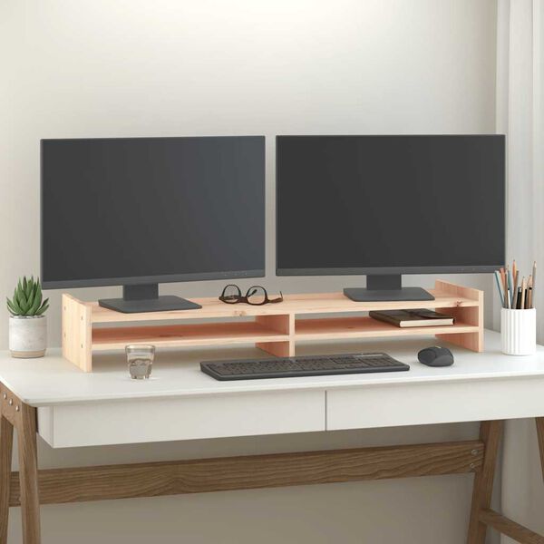 vidaXL Support pour moniteur 100x27x15 cm Bois de pin solide
