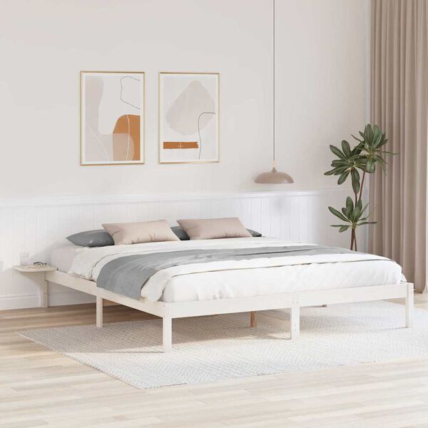 vidaXL Cadre de lit Blanc 200 x 200 cm Pin massif