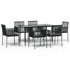 vidaXL Ensemble &agrave; manger de jardin coussins 7 pcs noir rotin et acier