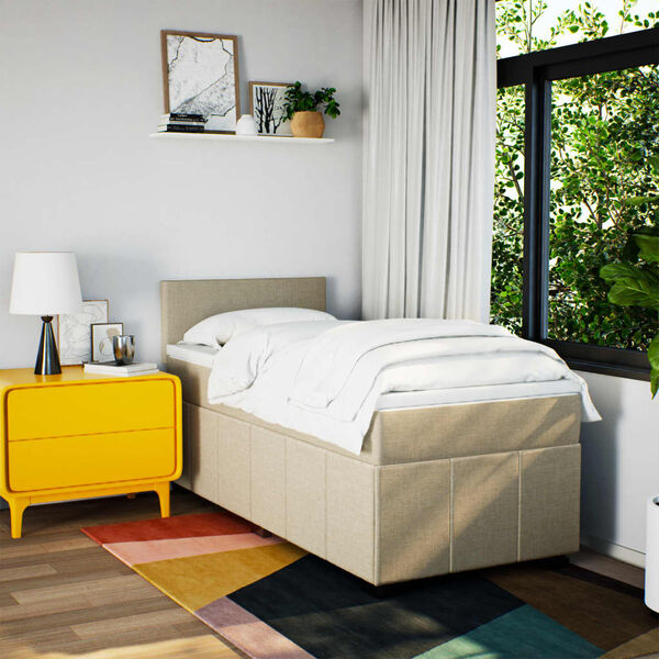 vidaXL Sommier &agrave; lattes de lit avec matelas Cr&egrave;me 80x200 cm Tissu