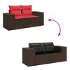 vidaXL Salon de jardin avec coussins 6pcs marron r&eacute;sine tress&eacute;e acacia