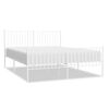 vidaXL Cadre de lit m&eacute;tal sans matelas et pied de lit blanc 160x200 cm