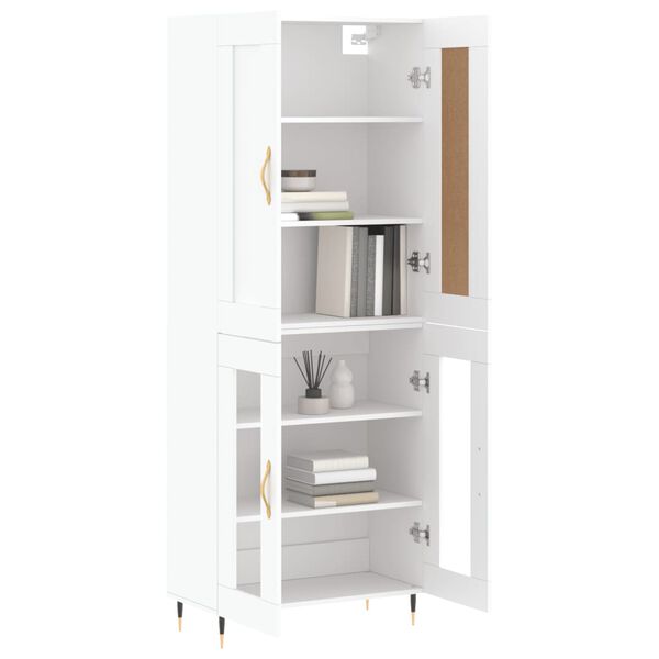vidaXL Buffet haut Blanc 69,5x34x180 cm Bois d'ing&eacute;nierie