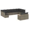 vidaXL Salon de jardin avec coussins 12 pcs gris r&eacute;sine tress&eacute;e