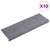 vidaXL Tapis d'escalier autocollants vidaXL, 10 pi&egrave;ces, 65 x 21 x 4 cm, gris clair, bord rectangulaire