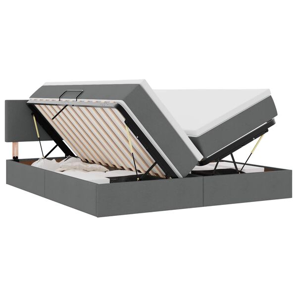 vidaXL Lit avec des lumi&egrave;res &agrave; LED Gris fonc&eacute; 200 x 200 cm tissu