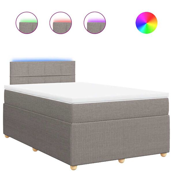 vidaXL Sommier &agrave; lattes de lit avec matelas taupe 120x190 cm tissu