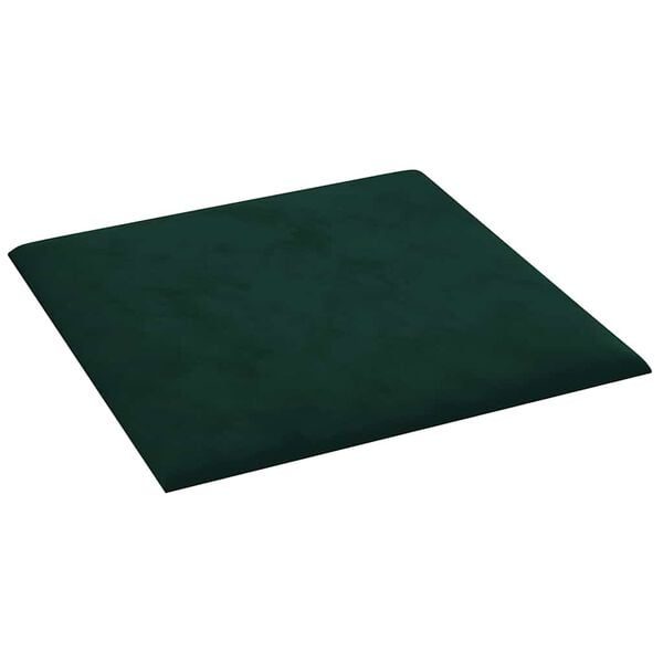 vidaXL Panneaux muraux 12 pcs Vert fonc&eacute; 30x30 cm Velours 1,08 m&sup2;