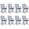 vidaXL Chaises pliables d'ext&eacute;rieur lot de 8 et coussins Bois d'acacia