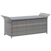 vidaXL Banc de rangement avec coussin gris 138 cm r&eacute;sine tress&eacute;e