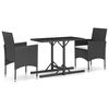 vidaXL Ensemble &agrave; manger de jardin 3 pcs Noir