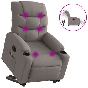 vidaXL Fauteuil inclinable de massage &eacute;lectrique Taupe Tissu
