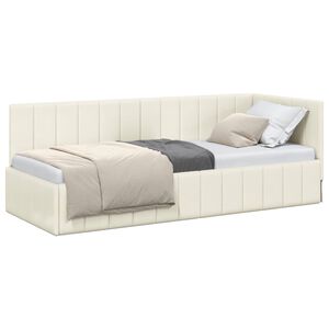 vidaXL Cadre de lit d'angle Cr&egrave;me 80 cm x 200 cm Velours
