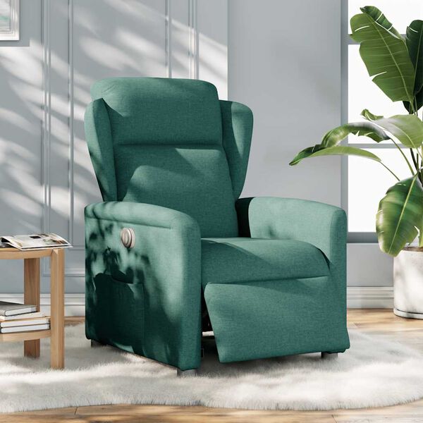 vidaXL Fauteuil inclinable &eacute;lectrique Vert fonc&eacute; Tissu
